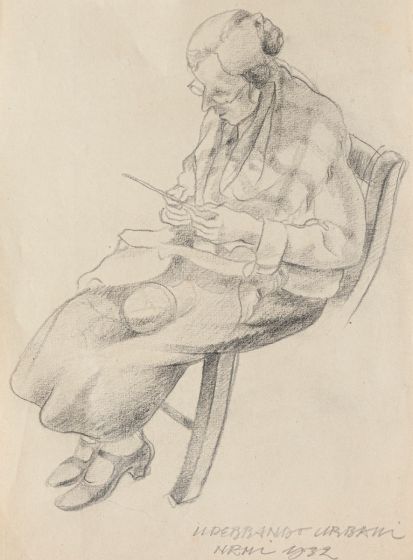 “Knitting" by Ildebrando Urbani Del Fabretto - Modern Artwork