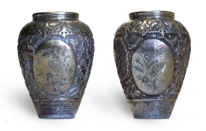 Persian Silver Salve Vases - Decorative Objects
