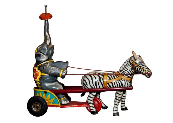Wind up Elephant and Zebra Circus - Decorative Objects