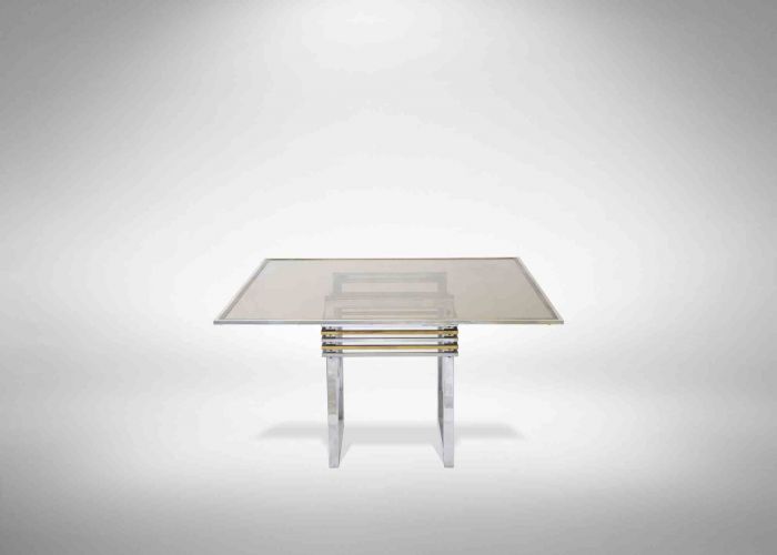 Vintage Chromed and Brass Table by Romeo Rega