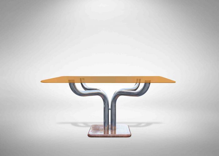 Vintage Chromed Table by Guido Faleschin