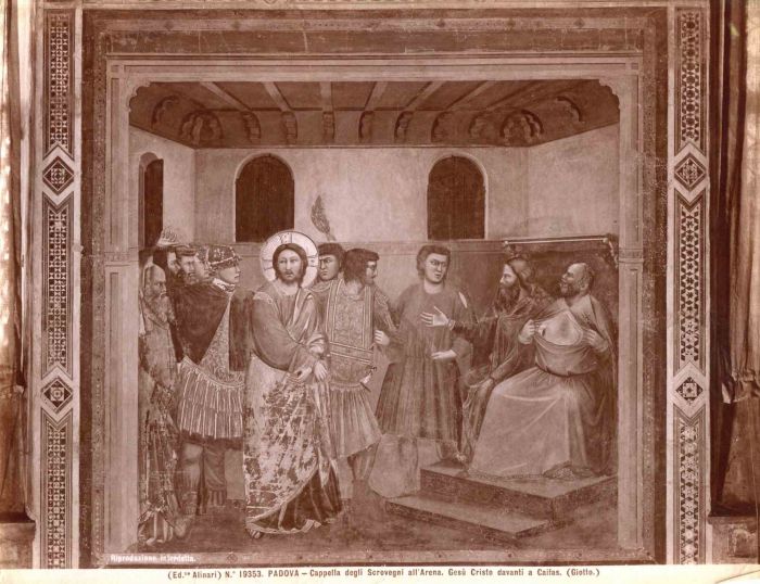Jesus Christ in front of Caifas  by Giotto - Vintage Photograph