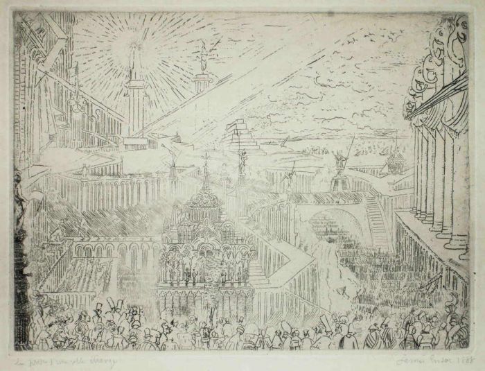 Capture of a strange town by James Ensor - Modern Art Artwork