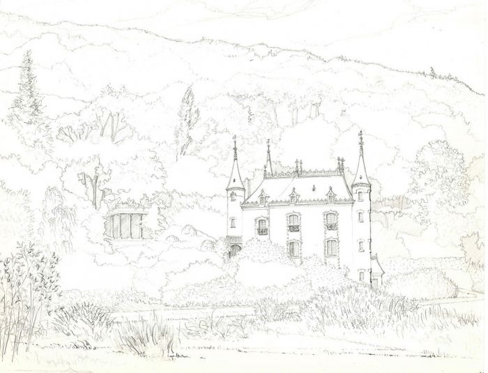 André Roland Brudieux - Le Château de Mesnil Blondel - Modern Artwork