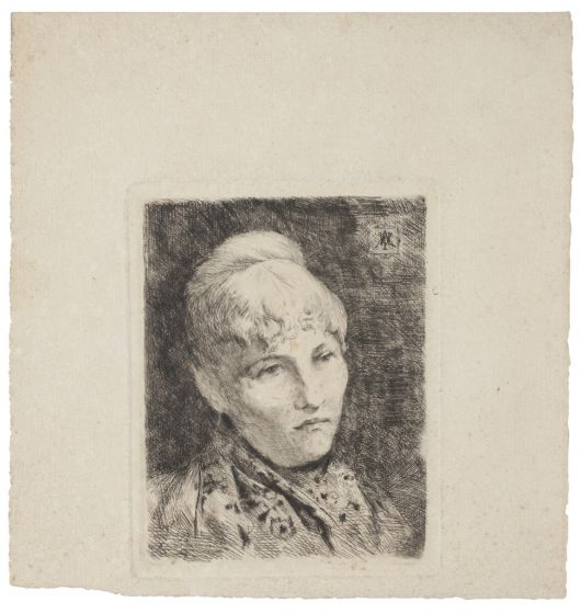 "Portrait" is an original drawing in etching, realized by an Anonymous French Artist of the XX Century . 