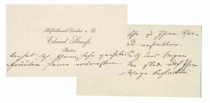 Autograph Letter by Eduard Strauss - Original Manuscript