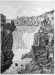 Luigi Rossini,  Veduta della Gran caduta dell'Aniene in Tivoli. Rome, 1825, Luigi Rossini, Tivoli, Rome, Architecture, Ruins, Landscape, Roman, Villa, Palace, Neoclassicism, Old Masters, Artworks, Etchings, Engraves, Archeology, Monuments, Piranesi, Water
