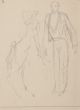 "Figures" is an original drawing in tempera on ivory-colored paper, realized by Eugene Guèrin. 