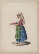 Costume di Napoli is an original gouache drawing on paper realized by Michela De Vito, Naples.