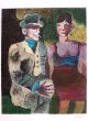 Contemporary art, Artwork, Print, Lithograph, Franco Gentilini, Luisa e Ippolito Sul Tramway