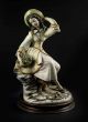 Vintage Metal and Wood Scultpure of Young Girl