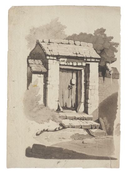 "House" is an original ink drawing on paper, realized by an Anonymous Artist of the XX Century . 