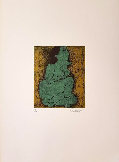 Domenico Cantatore, Untitled, 1960 c.a., Etching and Colored Aquatint, Modern Art, Modern Artwork