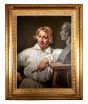 Portrait of Berthe Thorwaldsen with Horace Vernet's bust