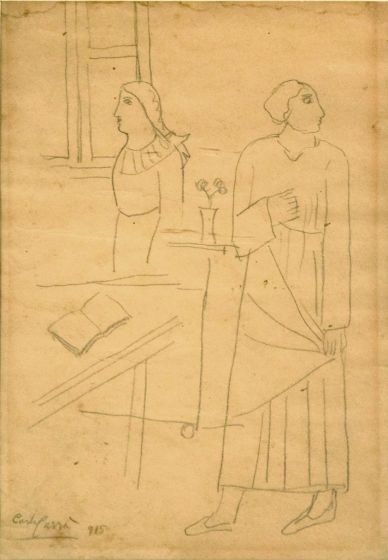 Figure in un interno by Carlo Carrà - Modern Artwork