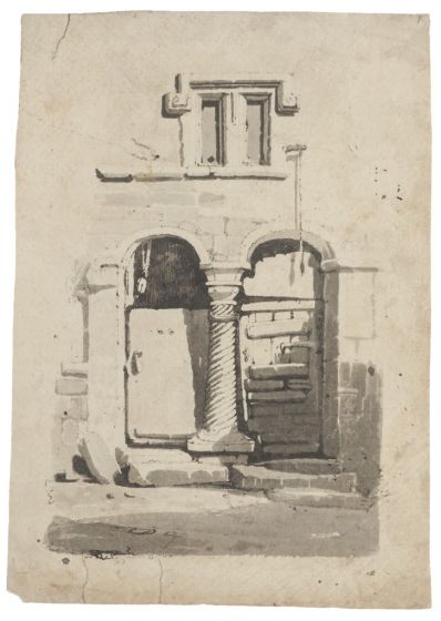 "House" is an original ink drawing on paper, realized by an Anonymous Artist of the XX Century . 