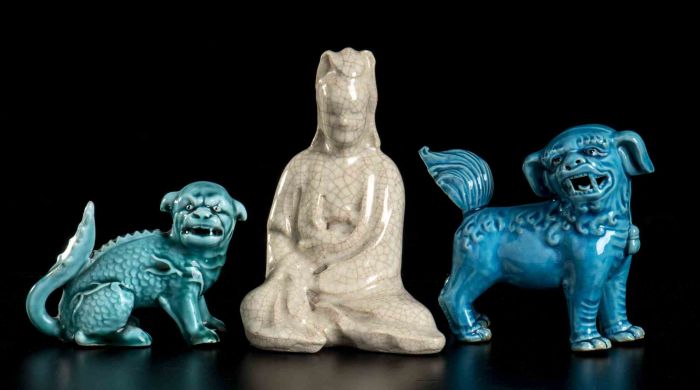Set of Three Glazed Porcelain Objects - China Mid-20th Century