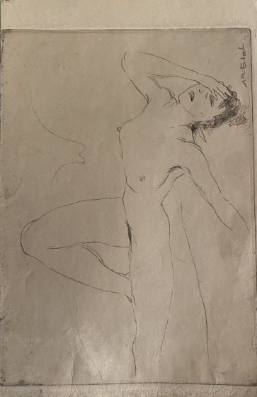 "Nude" is an original engraving of I State, realized by an Anonymous French Artist of the XX Century 