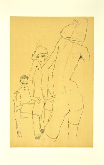 Schiele Drawing A Nude Model In Front Of A Mirror by Egon Schiele - Modern Artworks 