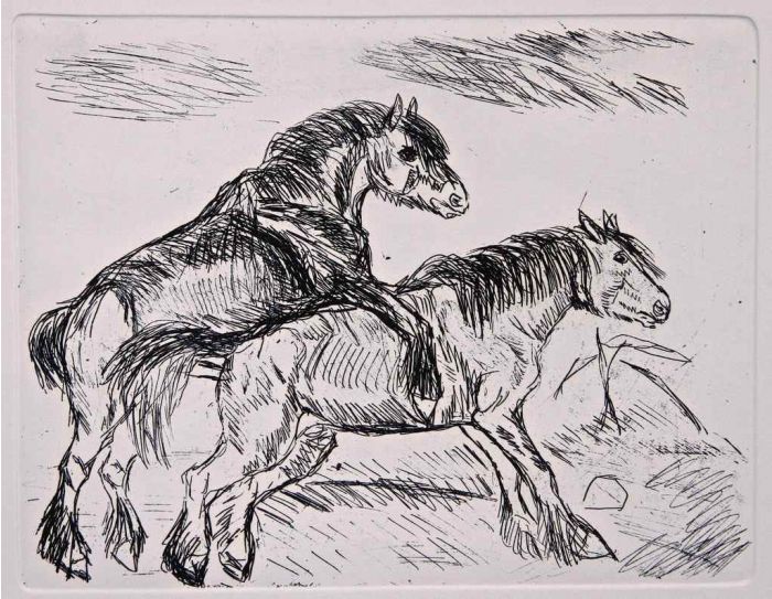 Horses in Love by Antonio Ligabue - Contemporary Artwork