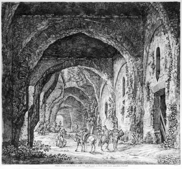 Luigi Rossini, Avanzi d’uno degl’Ambulacri nella Villa di Mecenate in Tivoli. Rome, 1826