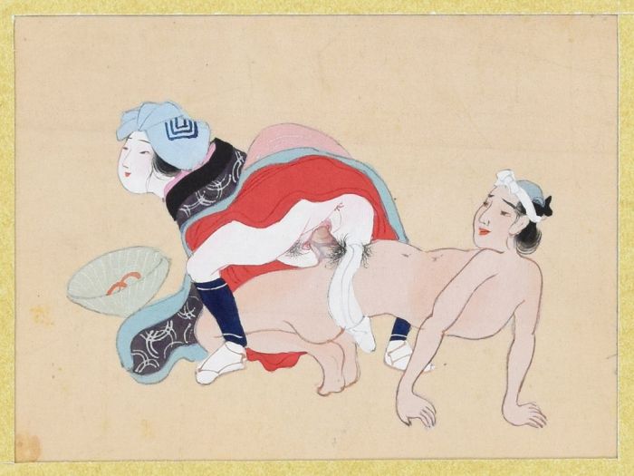 Erotic Gouache by Anonymous Japanese artist of XIX century - Modern artwork