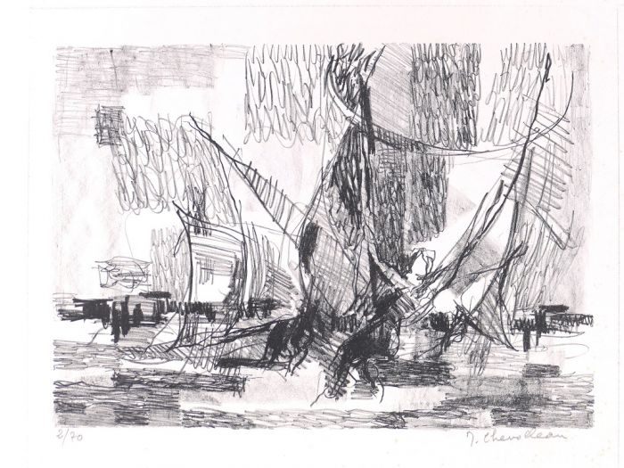 Composition By  Jean Chevolleau-  Modern Artwork
