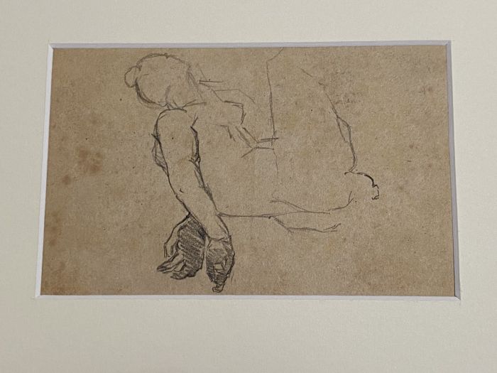 "Figure"  is an original pencil drawing on ivory-colorated cardboard by Beppe Curzi in 1940.