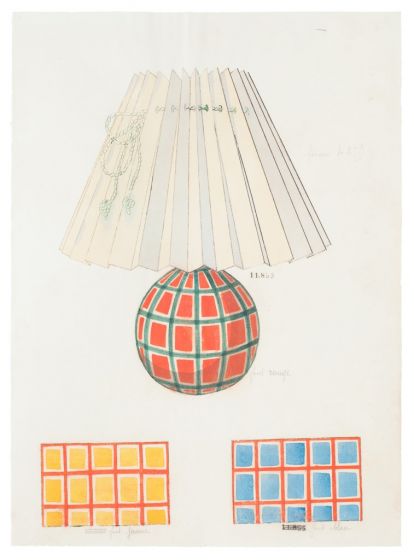 "Lamp and Decoration" 1890s  is an original watercolor drawing on ivory-colorated paper by Anonymous Artist of XIX Century.