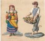 Michela De Vito, Tortorella d'Abruzzo e fruttaro napolitano, Old Masters, Watercolor, Folk, traditional costumes, Italy, Naples, popular figures, Italian
