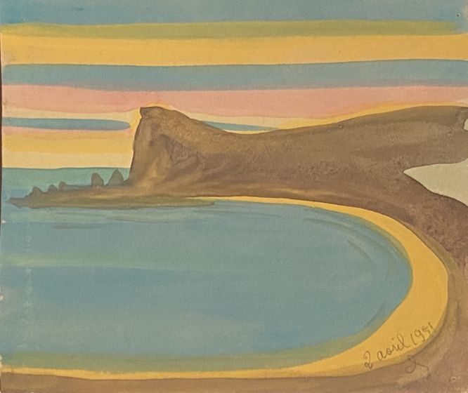 "The Sea" is an original drawing in watercolor on paper, realized by Jean Delpech (1916-1988), in 1951. 