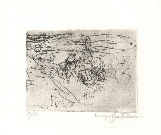 Donne sulla spiaggia by Luigi Bartolini - Modern Artwork 