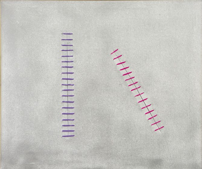 Colored Seams on Silver by Mario Bigetti - Contemporary Artwork