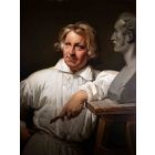 Portrait of Berthe Thorwaldsen with Horace Vernet's bust