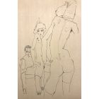 Schiele Drawing a Nude Model in front of a Mirror 