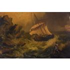 Glimpse of coast with boats