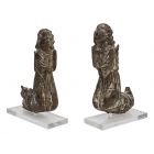 Pair Of Ancient Wooden Praying Angels - End of 15th Century
