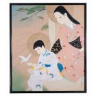 Woman With Child And Bird