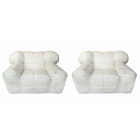 Pair of White Leather Armchairs