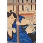 Two Samurai Fighting with a Stick