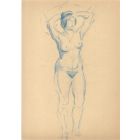 Blue Standing Nude with Hands behind the Head