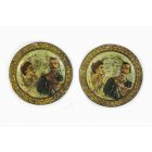 Pair of Painted Tin Coasters 
