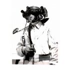 Dick Wenzell With Special Helmet - Vintage b/w Photo