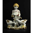 Child with Geese Porcelain Centerpiece