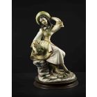 Vintage Metal and Wood Scultpure of Young Girl
