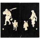 A Pair of Lacquered and Inlaid Wooden Panels - Japan Late 19th Century