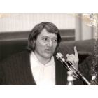 The photograph of Prof.  Roberto Monti in Conference about Nuclear power