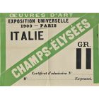Certificate of Admission to the Universal Exhibition in Paris, 1900
