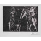 Old Man and Woman Leaning on the Neck of His Horse