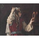 A Young Oriental Woman Looking in the Mirror 